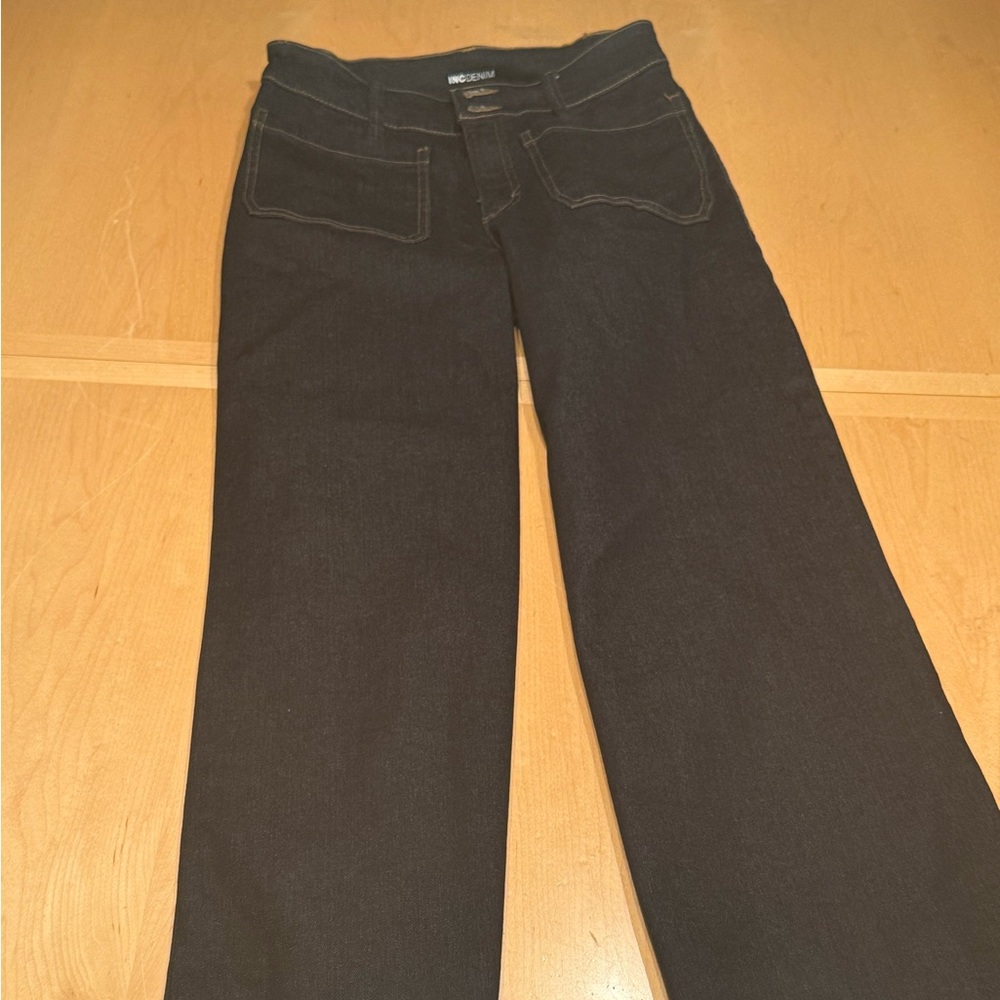 INC International Concepts Black Wide-Leg Flare Jeans